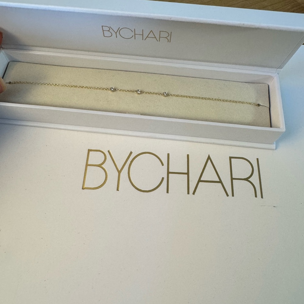 BYCHARI 14k Gold Anklet with Diamond Accents - Picture 3 of 5